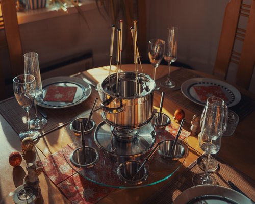 Calm family dinner at home