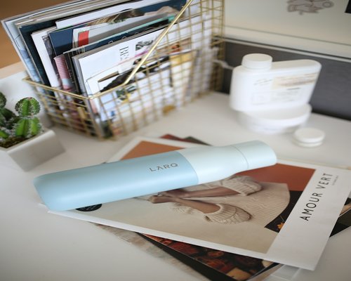 Water bottle on a desk